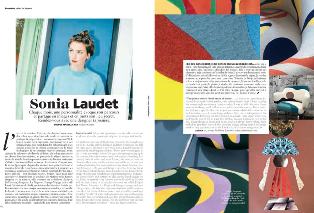 Sonia Laudet, Artiste textile mobilier, Interview dans Air France Magazine