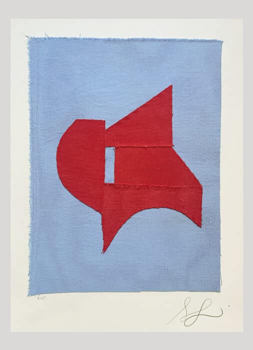 textile art rouge bleu sonia laudet